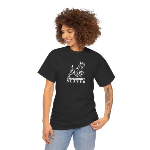 Snowbunny Slayer Black And White Bull Heavy Cotton Tee - Image 11