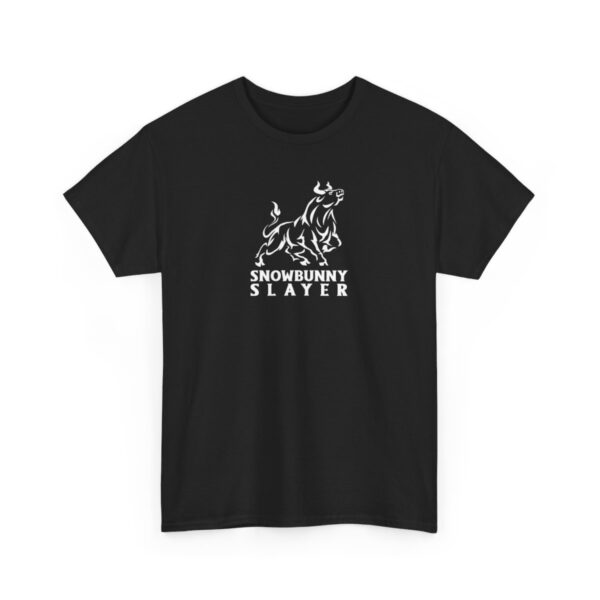 Snowbunny Slayer Black And White Bull Heavy Cotton Tee - Image 4