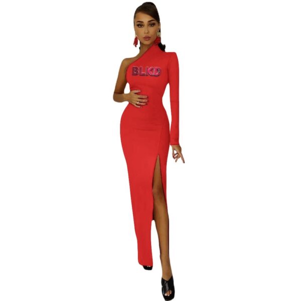 BLKD Half Sleeve One Shoulder Slit Maxi Dress - Image 2