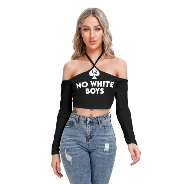 QOS BLKD No White Boys Women's Halter Lace-up Top