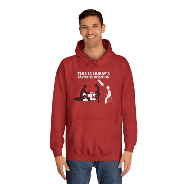 QOS Cuckold Hubby's Favorite Position Hoodie Unisex College Hoodie - Image 8