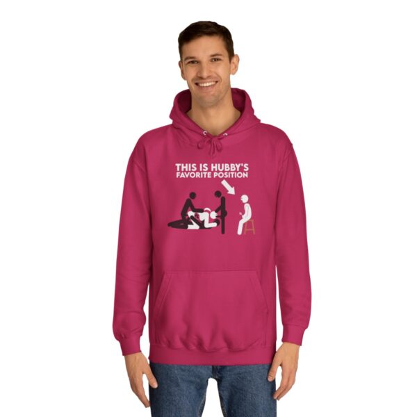 QOS Cuckold Hubby's Favorite Position Hoodie Unisex College Hoodie - Image 4