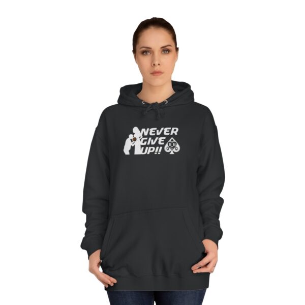 QOS Never Give Up BBC Black Bred Unisex College Hoodie - Image 5