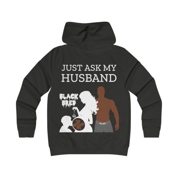 QOS BLM Black Bred Cuckold Twin Pregnancy Ask My Husband Girlie College Hoodie