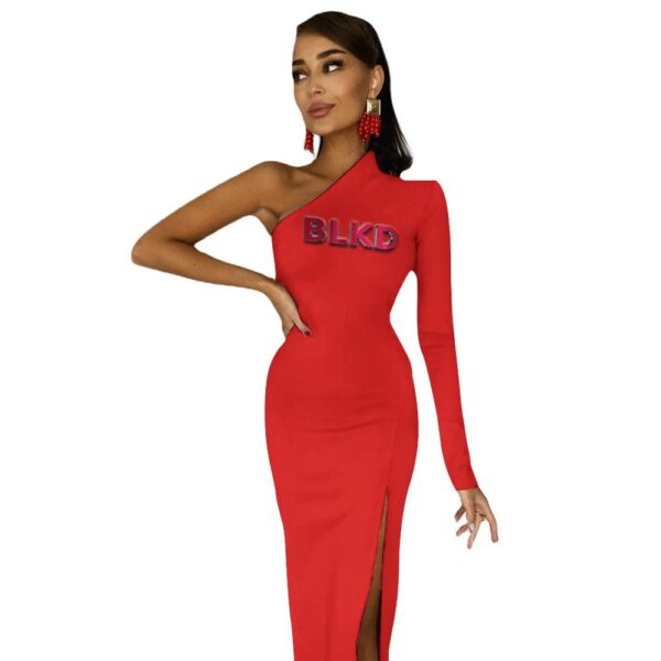 BLKD Half Sleeve One Shoulder Slit Maxi Dress - Image 3