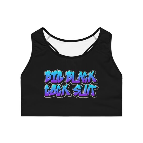 Big Black Cock Slut Graffiti Sports Bra - Image 2