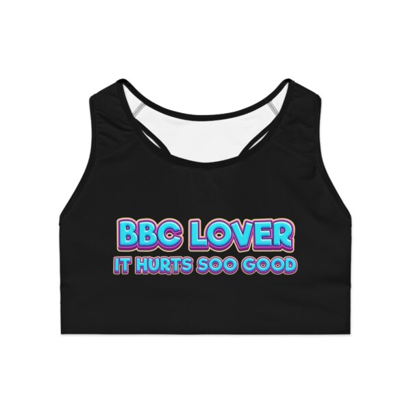 BBC Lover It Hurts Soo Good Blue Bubble Text Sports Bra - Image 2