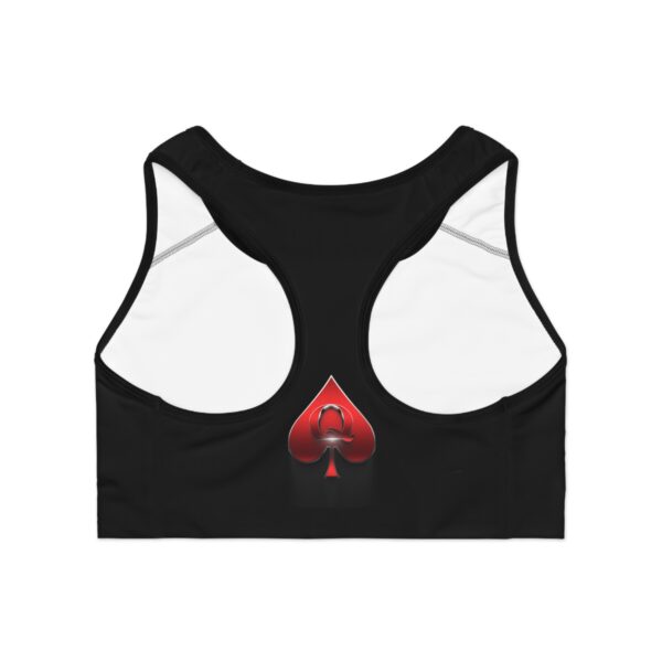 QOS BLKD Red Suede Spade Sports Bra - Image 3