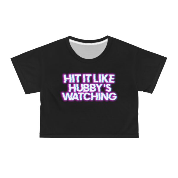 Hit It Like Hubby's Watching Trippy Print Crop Tee - Image 6