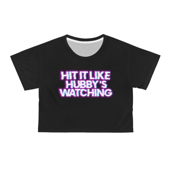 Hit It Like Hubby's Watching Trippy Print Crop Tee - Image 14