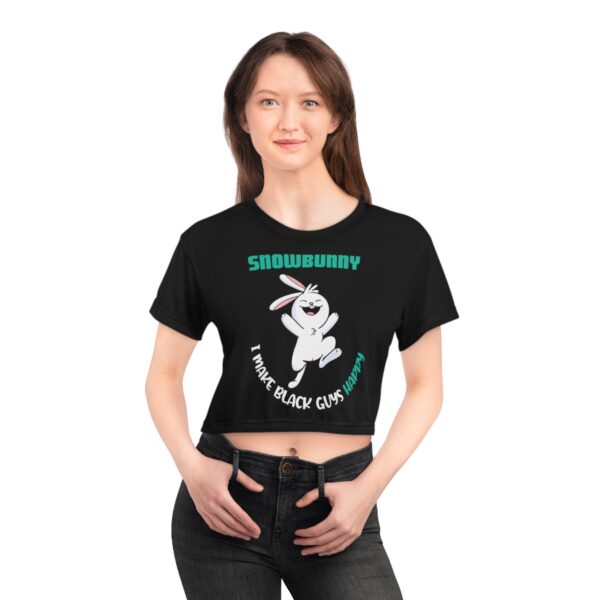 QOS Snowbunny I Make Black Guys Happy Crop Tee - Image 21