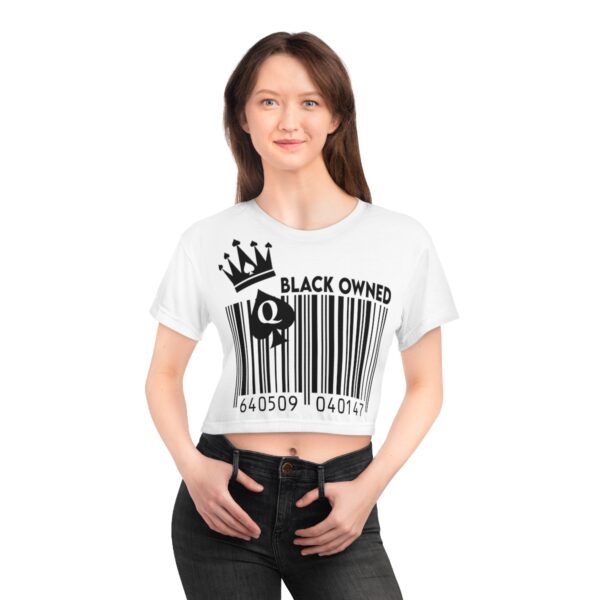 QOS Black Owned Barcode Crop Tee - Image 5