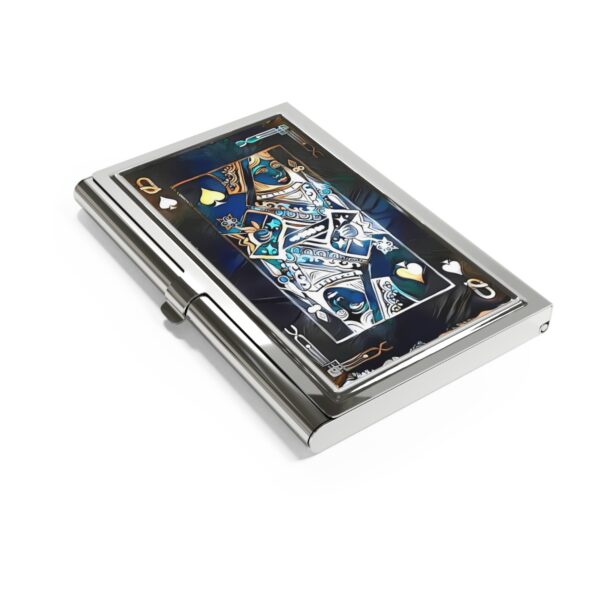 Queen Spade Pearl Blue Business Card Holder - Image 3