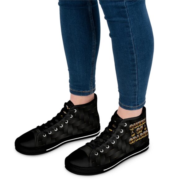 QOS BBC Slut Black And Gold Weave 3D High Top Sneakers - Image 8