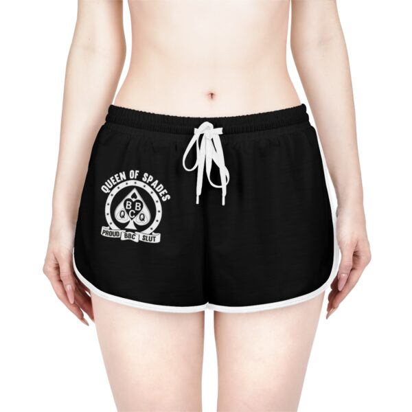 QOS Black Addict Proud BBC Slut Badge Women's Relaxed Shorts - Image 11