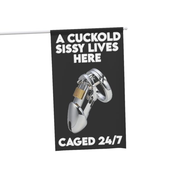 Caged 24/7 Cuckold Sissy Lives Here House Banner - Image 3