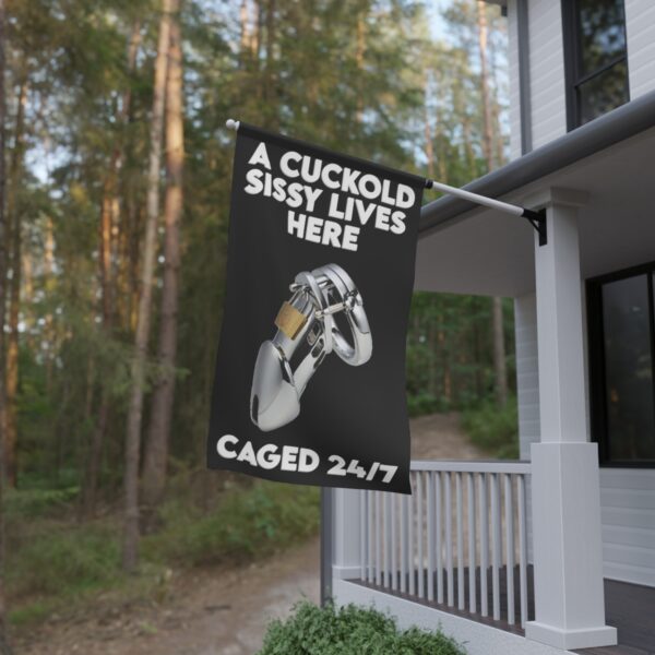 Caged 24/7 Cuckold Sissy Lives Here House Banner - Image 4