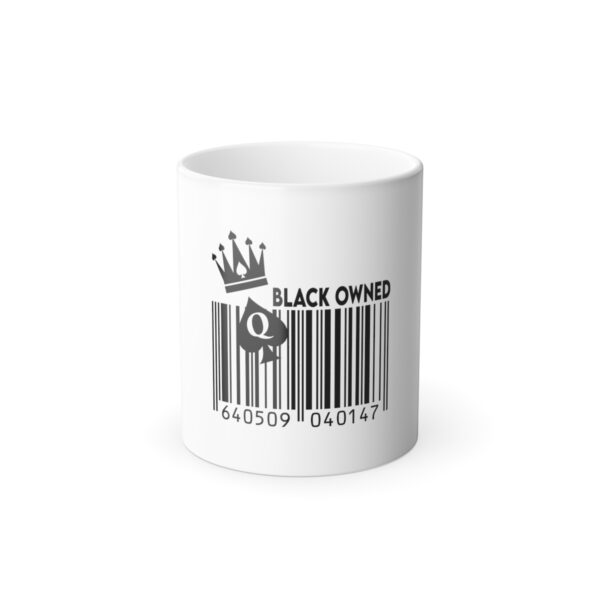 QOS Black Owned Barcode Color Morphing Mug, 11oz