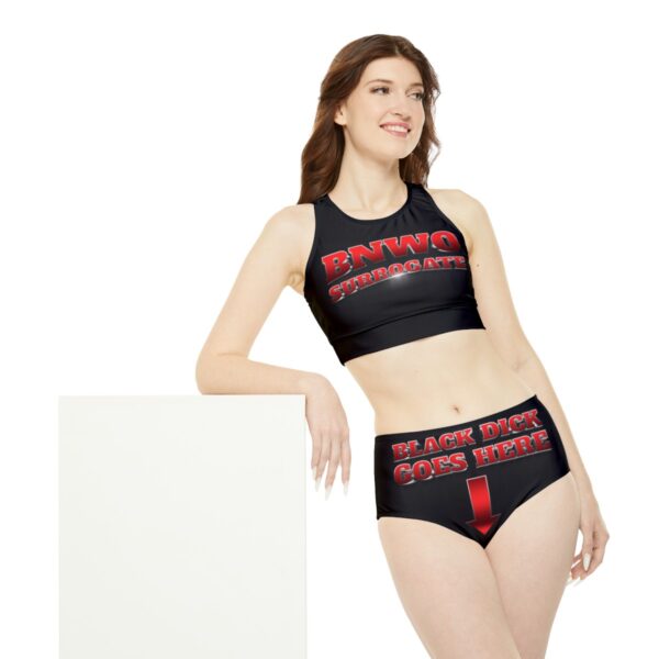 QOS BNWO Surrogate Red Gunmetal Sporty Bikini Set - Image 5