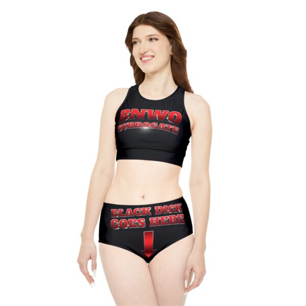 QOS BNWO Surrogate Red Gunmetal Sporty Bikini Set