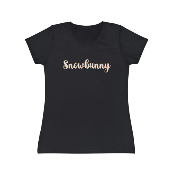 Snowbunny Gold And White Cursive Women's T-Shirt - Image 2